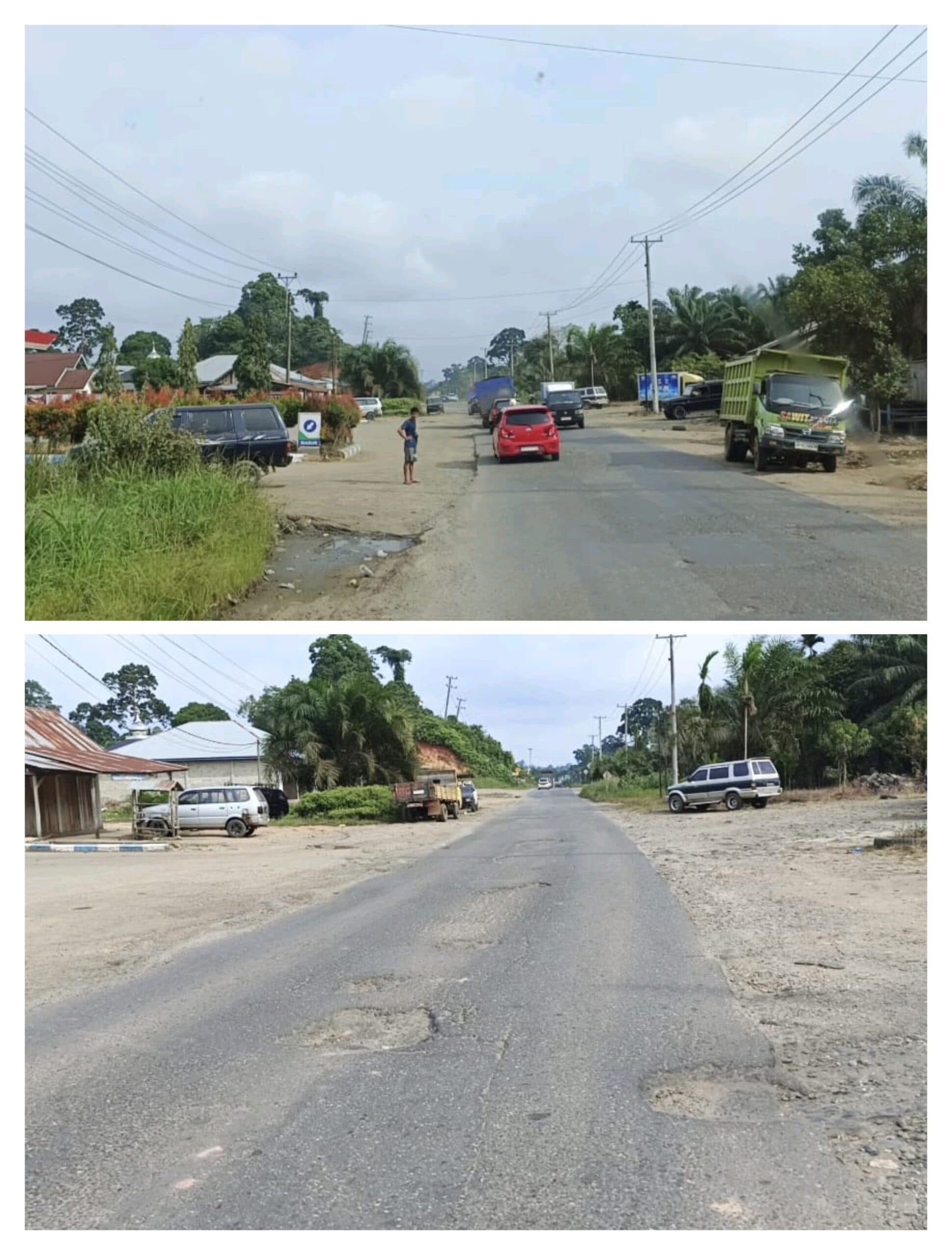 Hati Hati…!!! Jalinsum Depan SPBU Senamat Di Penuhi Ranjau Lubang 
