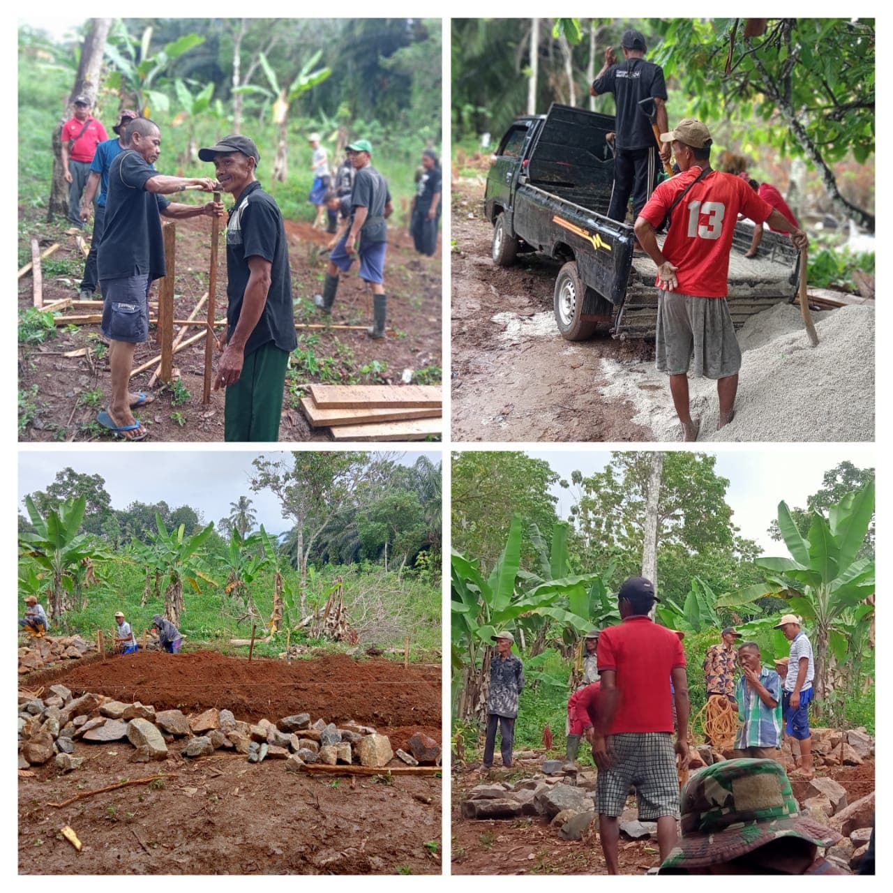 Pekon Batu Tegi Besama Warga Gelar Kegiatan Gotong Royong Bangun Cungkup Di TPU